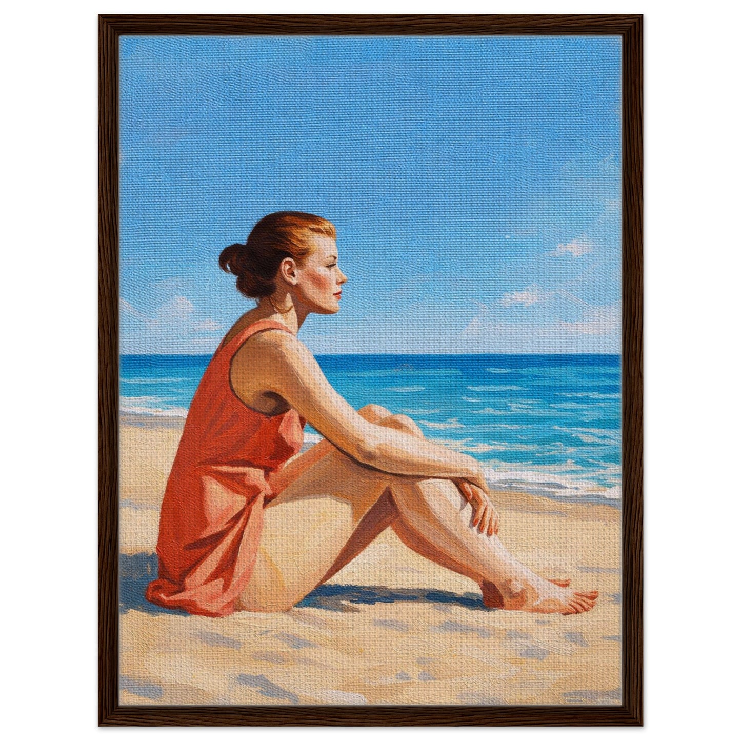 Seaside Stillness Framed Canvas Coastal-Serene - Impressionist Style