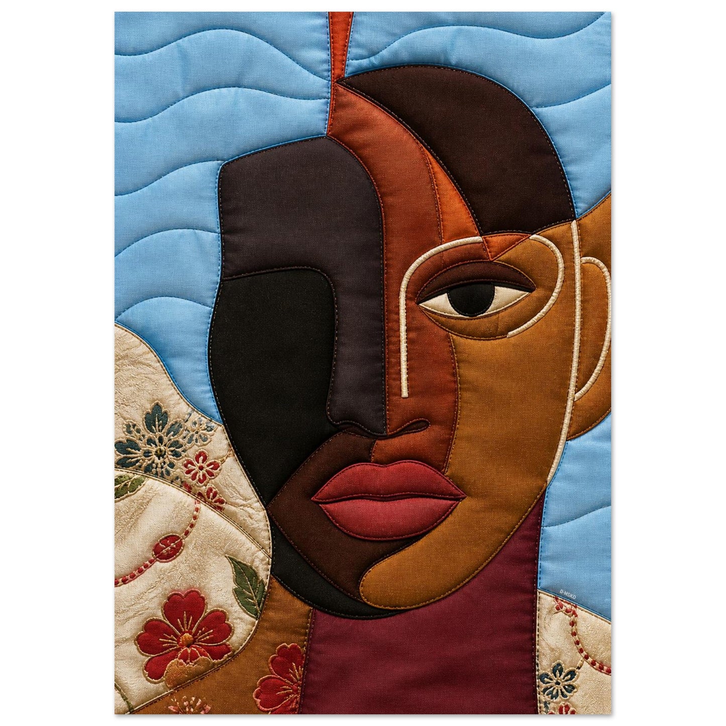 The Split Self Quilt-Inspired Matte Paper Poster - Bisa Butler Style