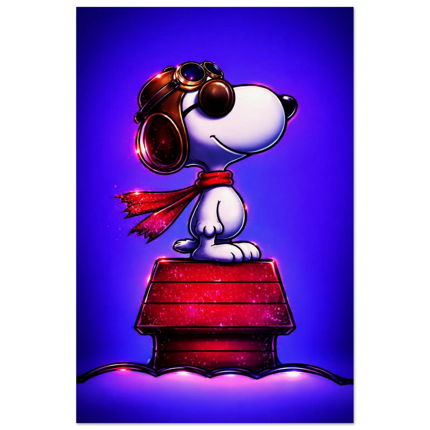 Aviator Dog Pop-Art Matte Paper Poster - Peanuts Flying Ace Style
