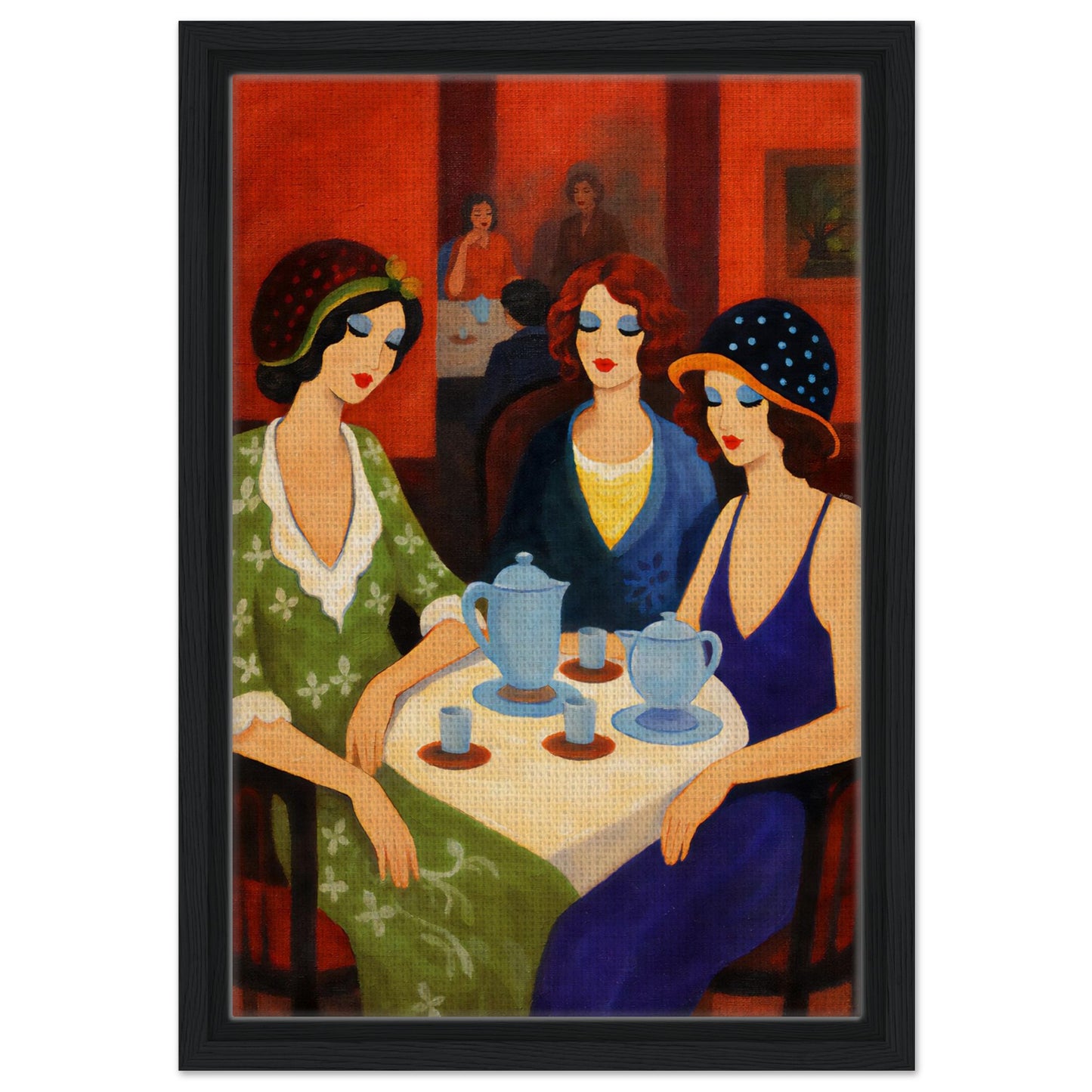 Tea Room Trio Framed Canvas Art-Deco 1920s-Inspired
