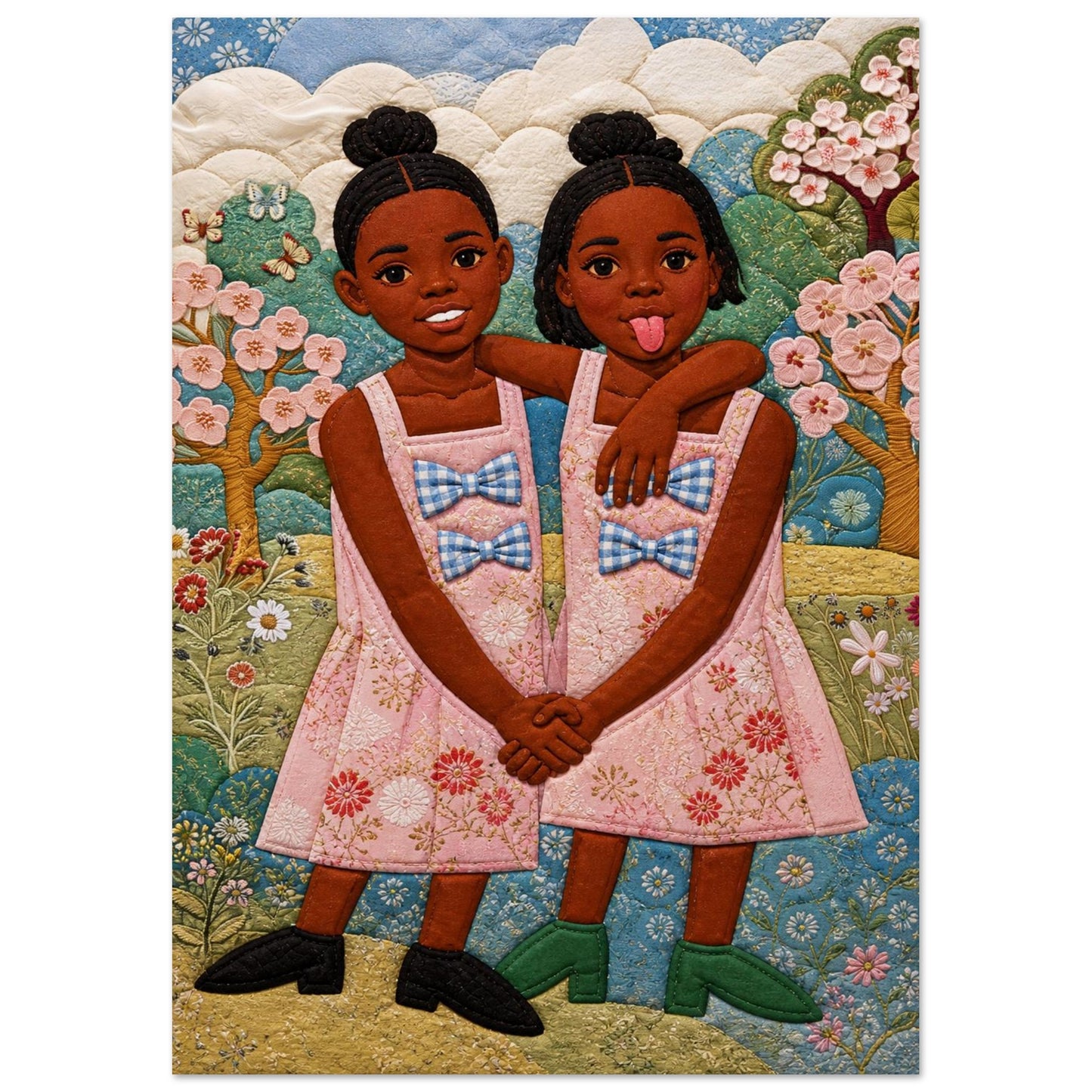 Bisa Butler-Style Quilt-Inspired Garden Poster on Matte Paper
