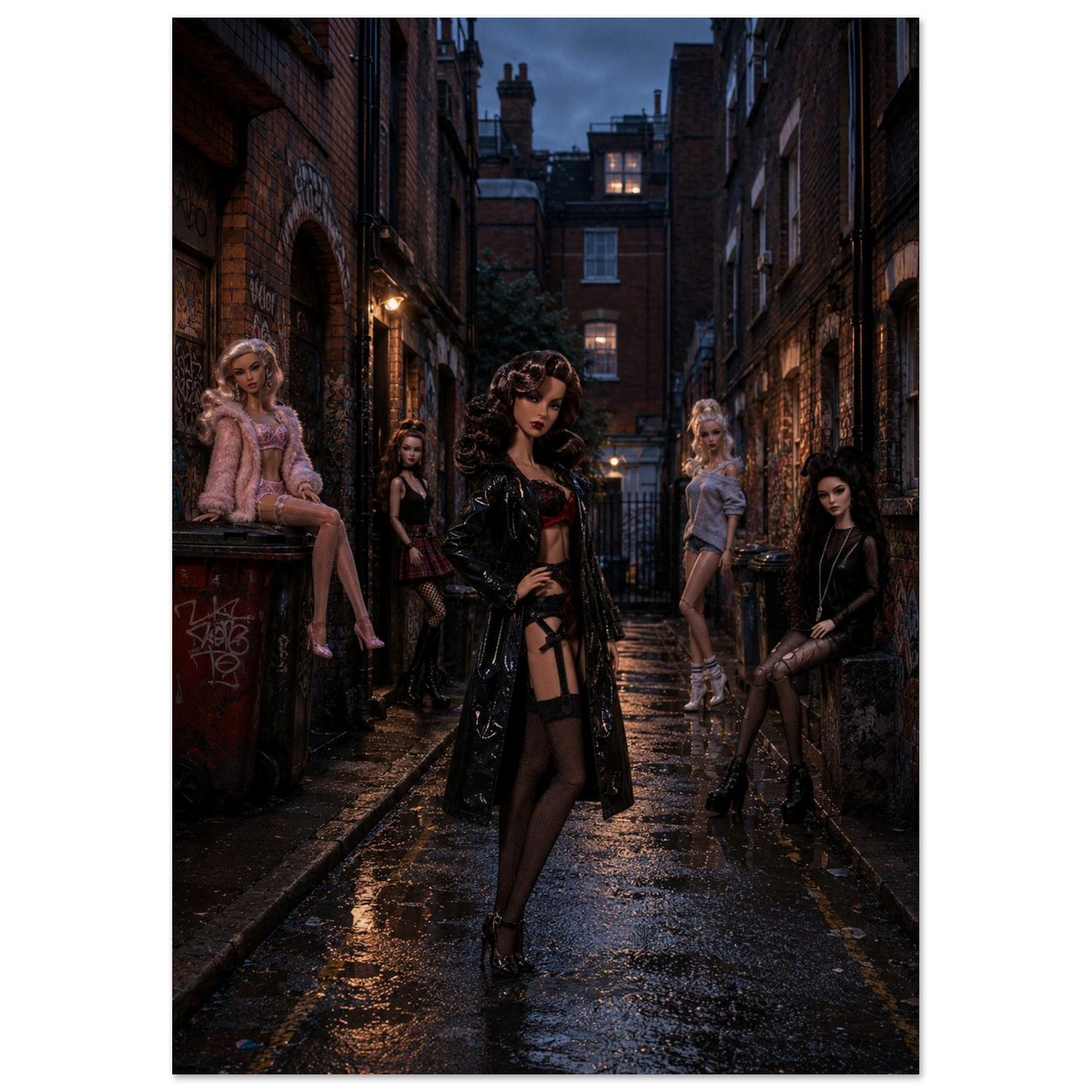 Midnight Doll Alley Gothic-Noir Museum Quality Matte Paper Poster