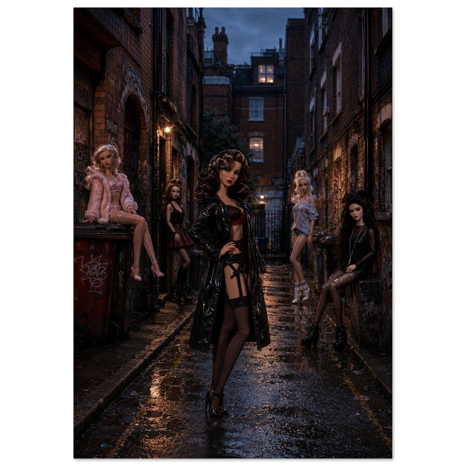 Midnight Doll Alley Gothic-Noir Museum Quality Matte Paper Poster