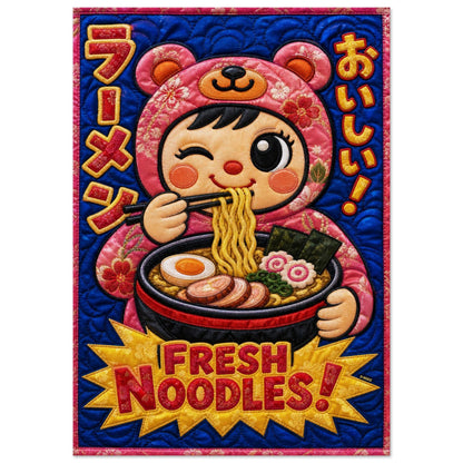 Fresh Noodles Quilted-Style Matte Paper Poster - Kawaii Style