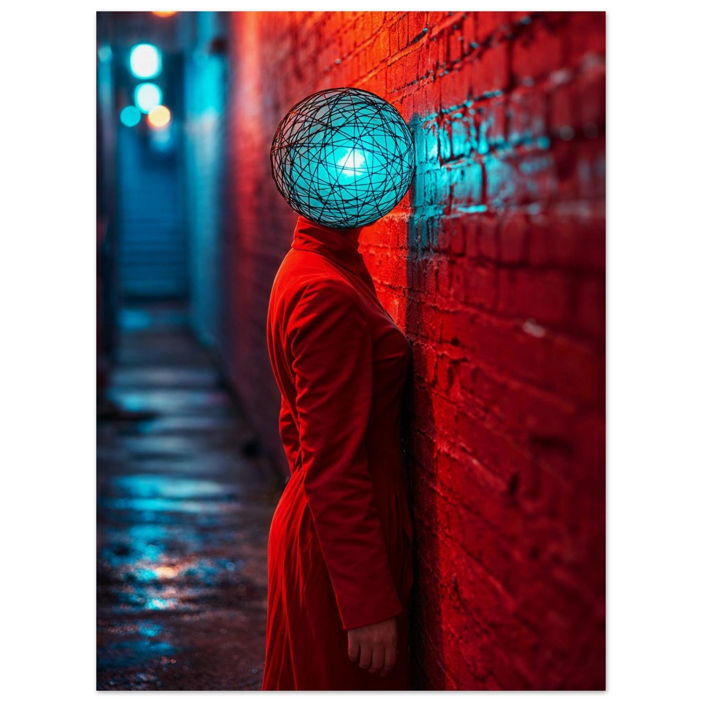 Neon Alley Portrait Cyberpunk-Surreal Matte Paper Poster