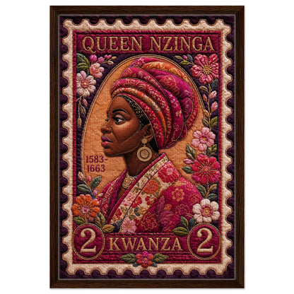 Queen Nzinga Quilt-Inspired Matte Poster