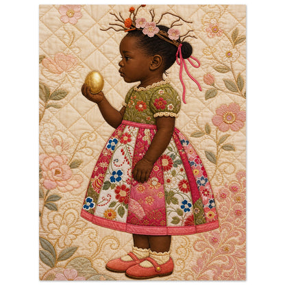 Golden Garden Quilt-Inspired Matte Paper Poster in Bisa Butler's Style