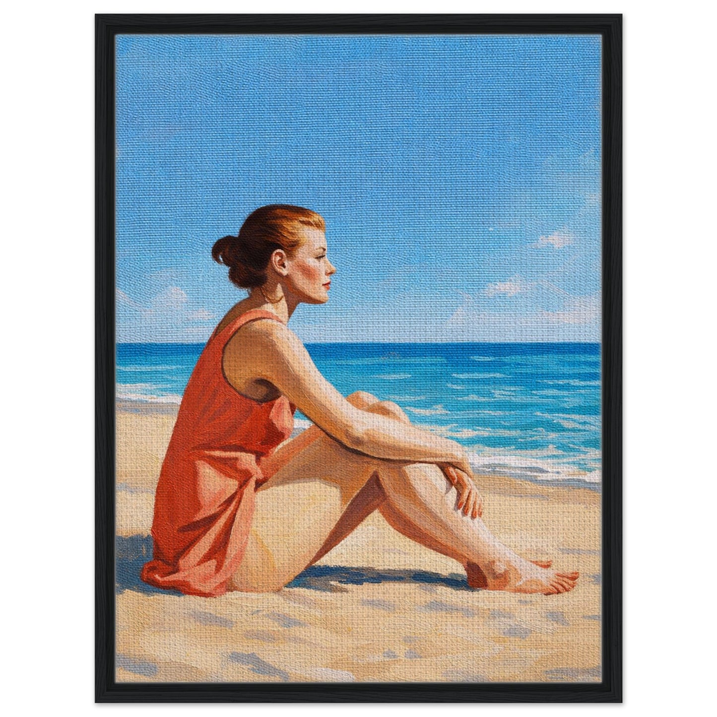 Seaside Stillness Framed Canvas Coastal-Serene - Impressionist Style