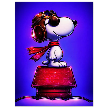 Aviator Dog Pop-Art Matte Paper Poster - Peanuts Flying Ace Style