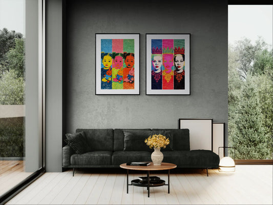 Colourful Sisters Pop-Art Matte Paper Poster - Warhol Style