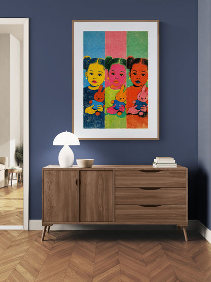 Colourful Sisters Pop-Art Matte Paper Poster - Warhol Style