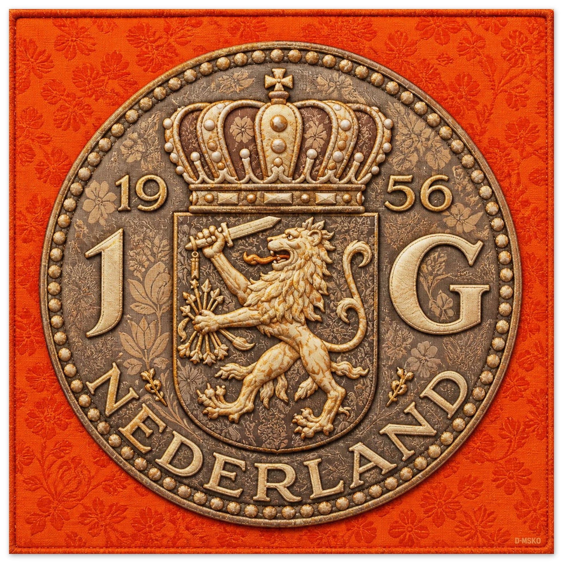 Dutch Guilder Heritage Vintage-Numismatic Matte Paper Poster