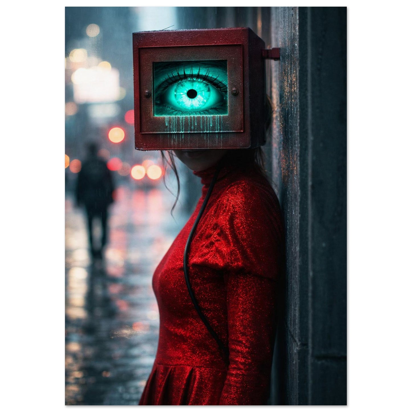 Neon Watcher Cyberpunk-Surreal Museum Quality Matte Paper Poster