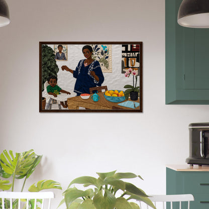 Mother’s Table Framed Canvas Quilt-Inspired - Bisa Butler Style