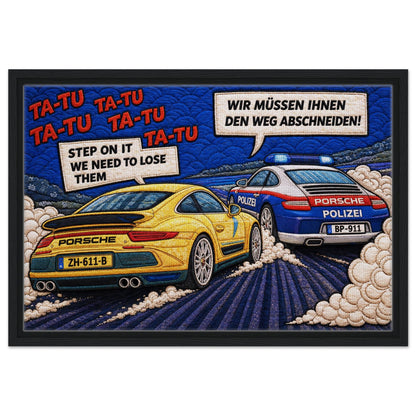 Autobahn Chase Framed Canvas Quilted-Style Pop-Art