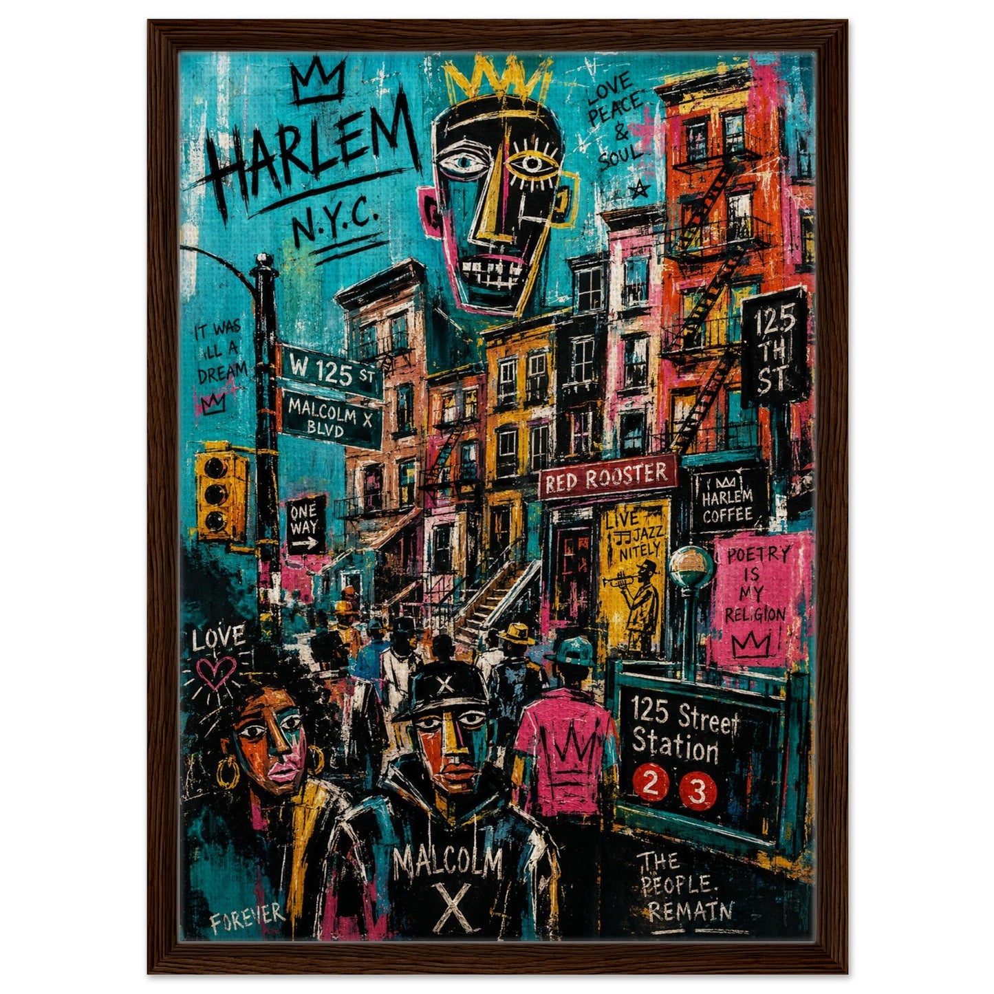 Harlem Rhythm 125 Urban-Graffiti Matte Paper Poster - Basquiat Style