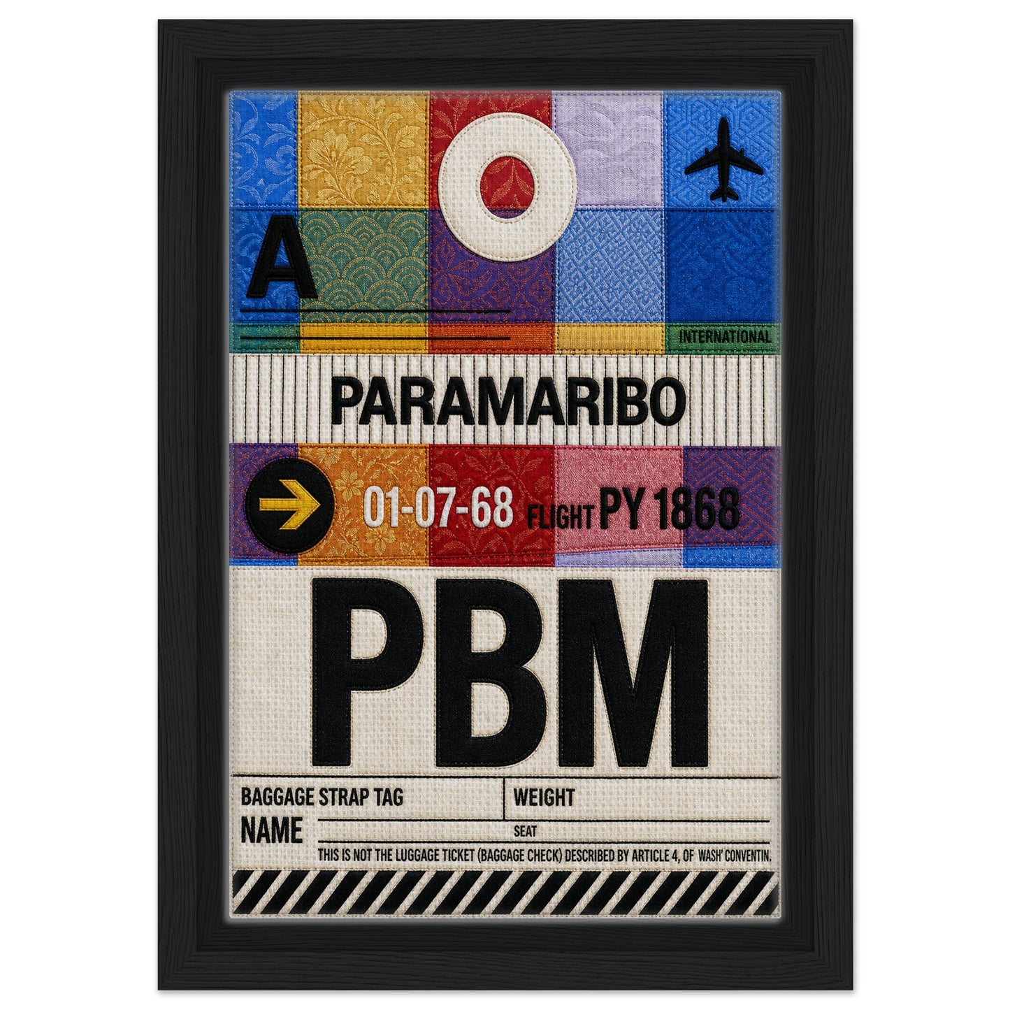 Paramaribo PBM Framed Canvas Quilted-Style Vintage-Travel