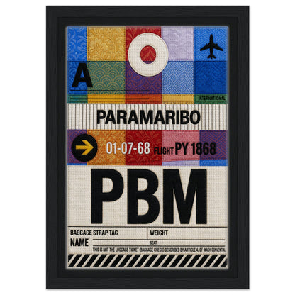 Paramaribo PBM Framed Canvas Quilted-Style Vintage-Travel