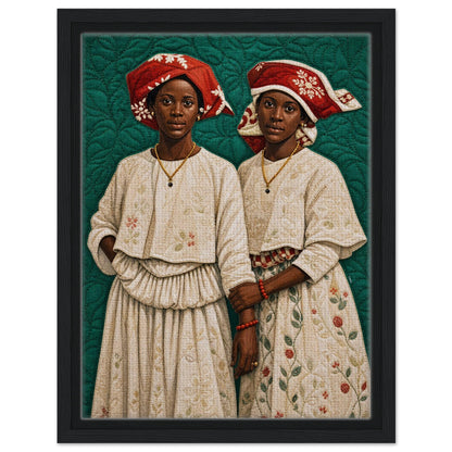 Surinamese Kotomisi Framed Canvas Quilted-Style - Bisa Butler Style