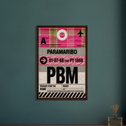 Pink Paramaribo PBM Framed Canvas Quilted-Style Airport-Code