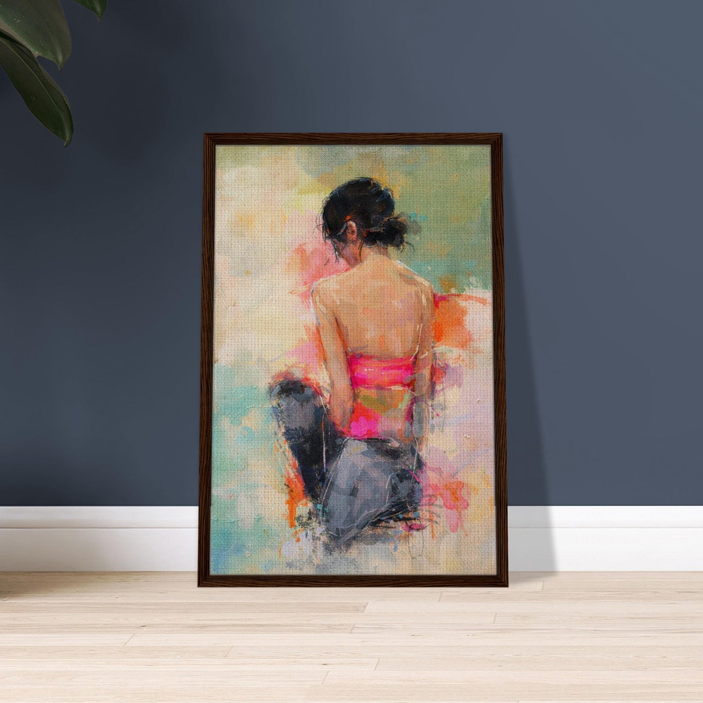 Soft Solitude Framed Canvas Pastel-Textured Impressionist-Figurative