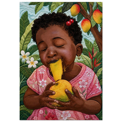 Mango Joy Quilt-Inspired Matte Paper Poster - Bisa Butler Style