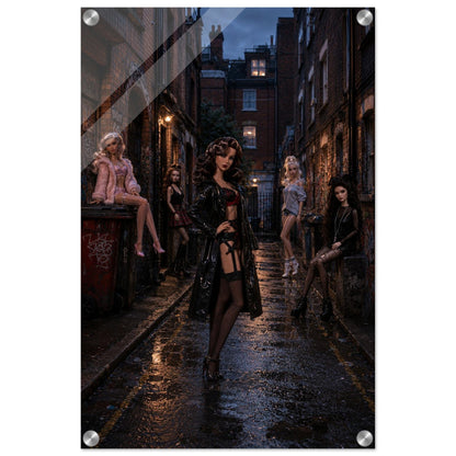 Midnight Doll Alley Acrylic Print Gothic-Fashion - Film-Noir Style