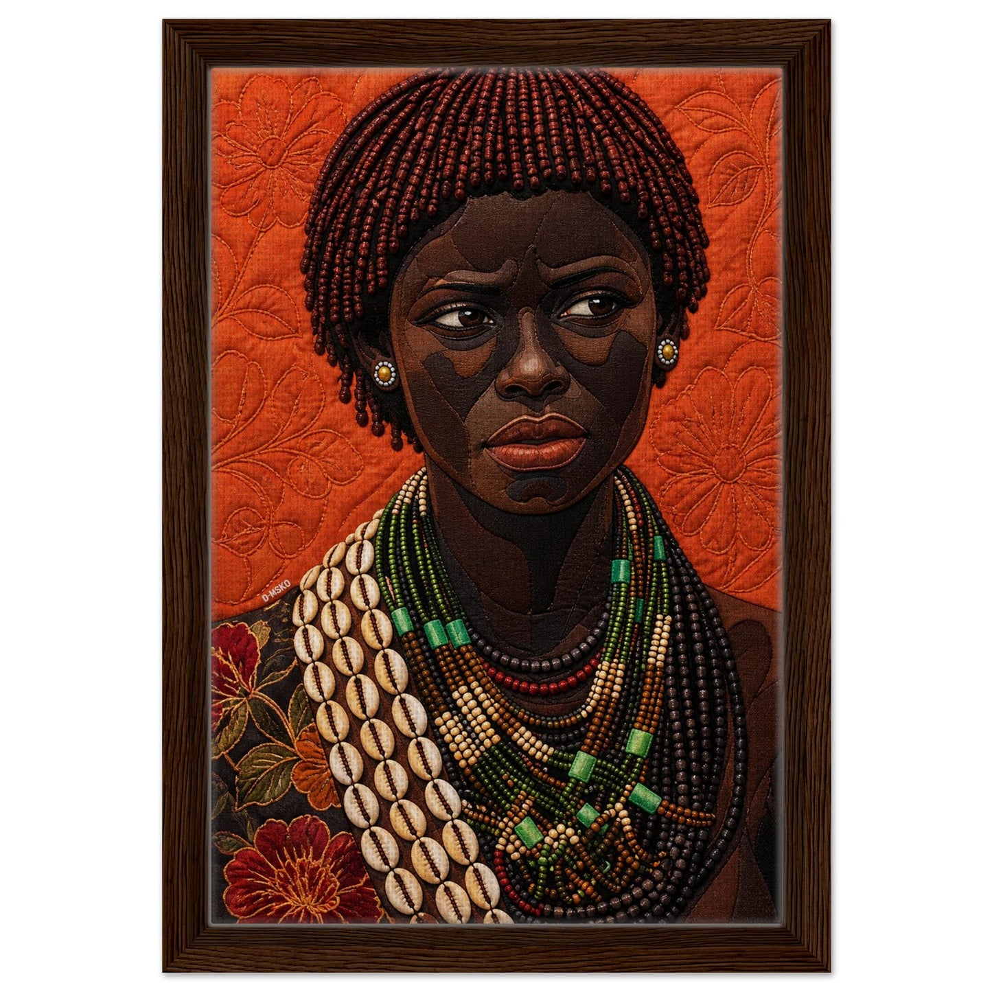 African Portrait Framed Canvas Quilt-Inspired - Bisa Butler Style