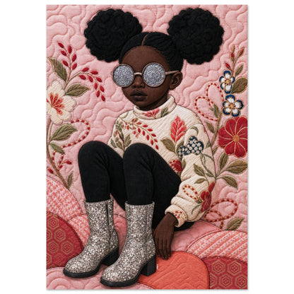 Shimmering Gaze Quilted-Style Matte Paper Poster - Bisa Butler Style