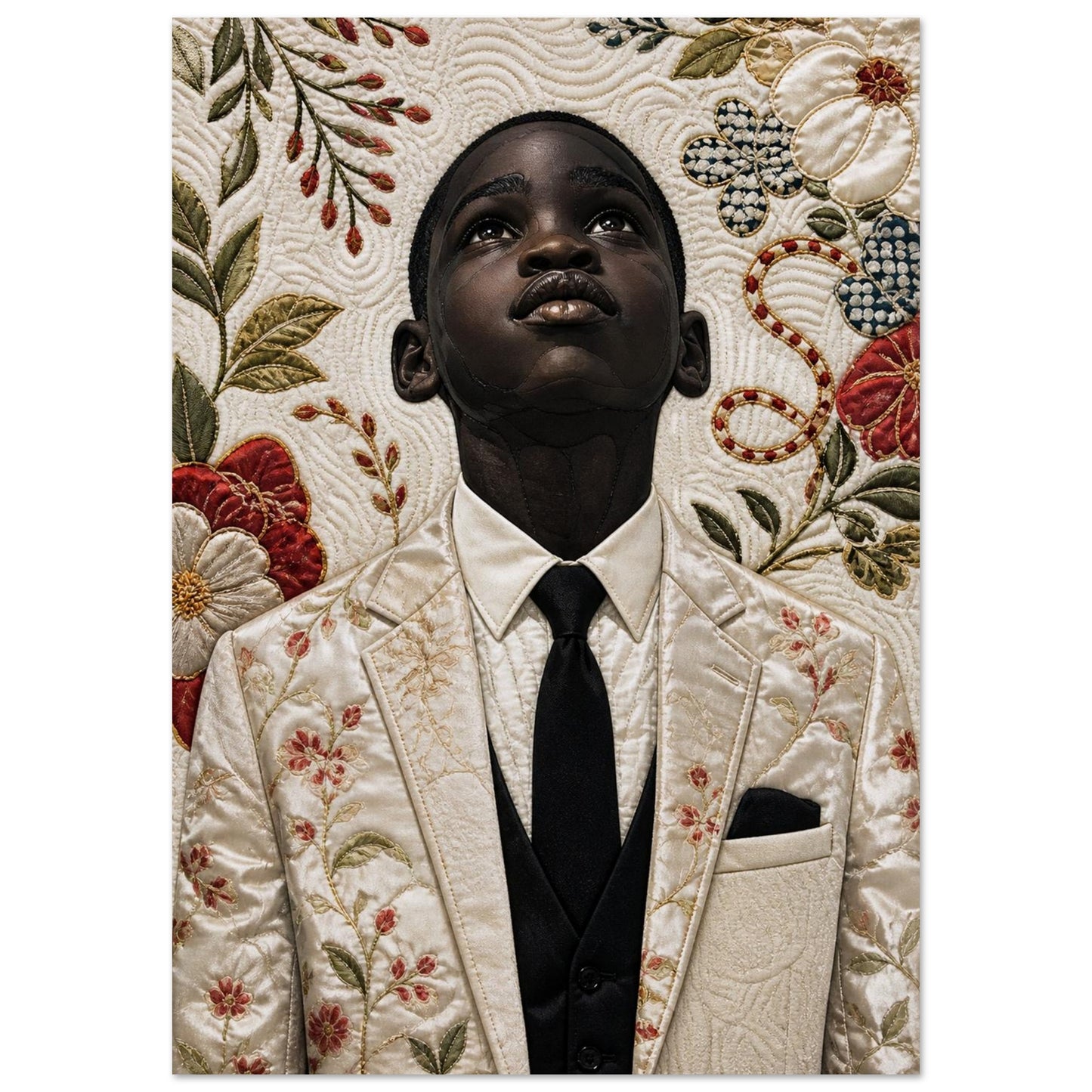 Titel Quilt-Inspired Textile-Collage Matte Paper Poster