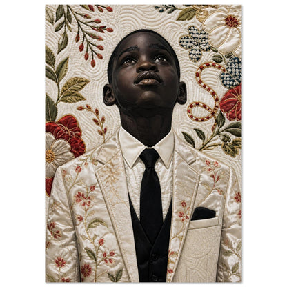 Titel Quilt-Inspired Textile-Collage Matte Paper Poster