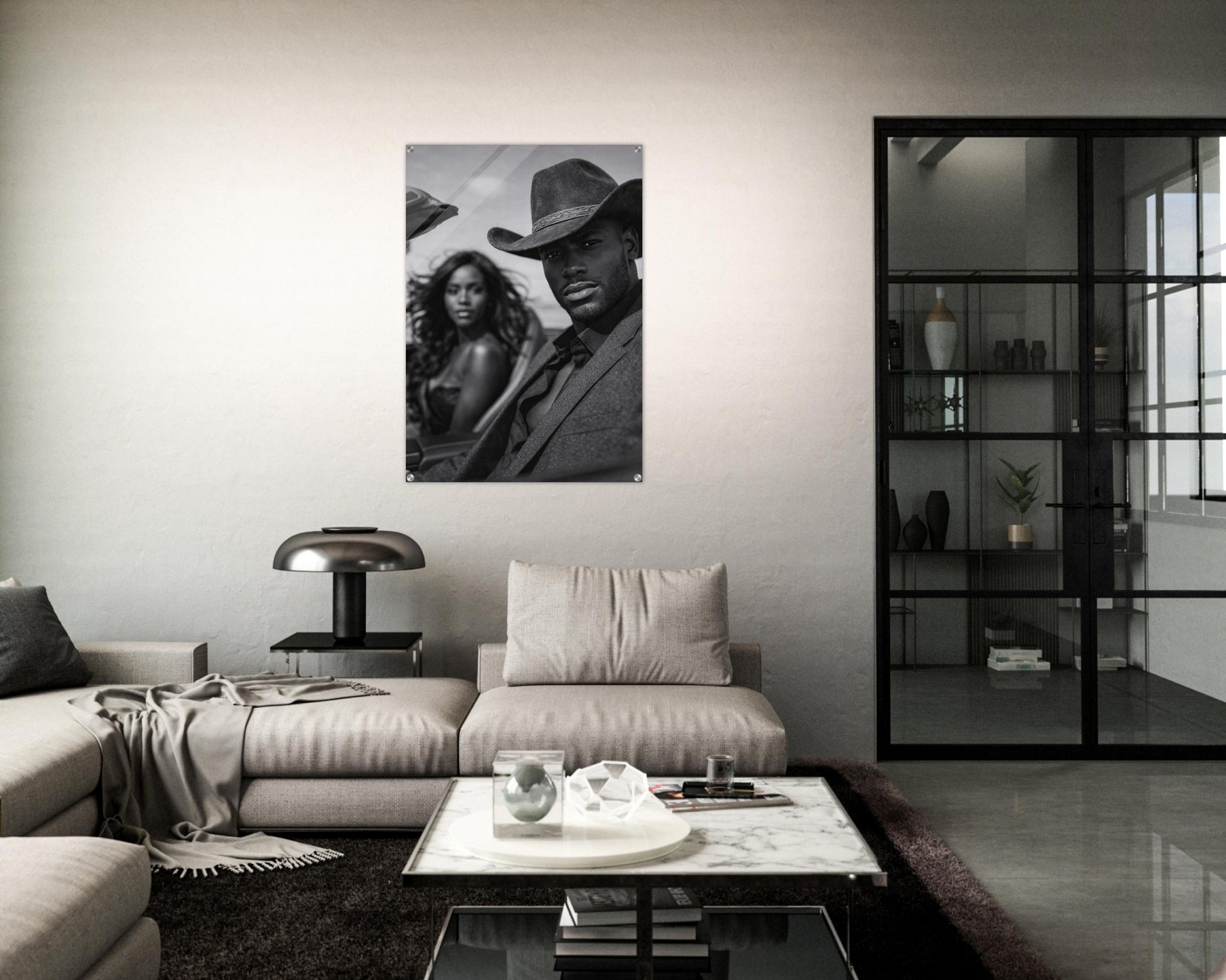Western Noir Cinematic-Monochrome Acrylic Print - Film-Noir Style
