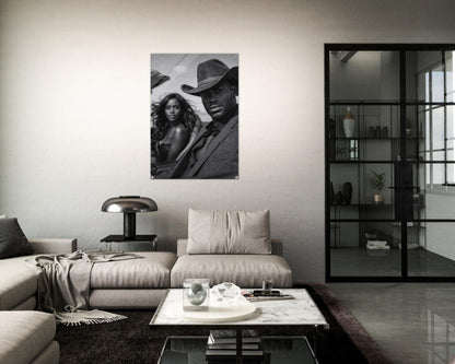 Western Noir Cinematic-Monochrome Acrylic Print - Film-Noir Style