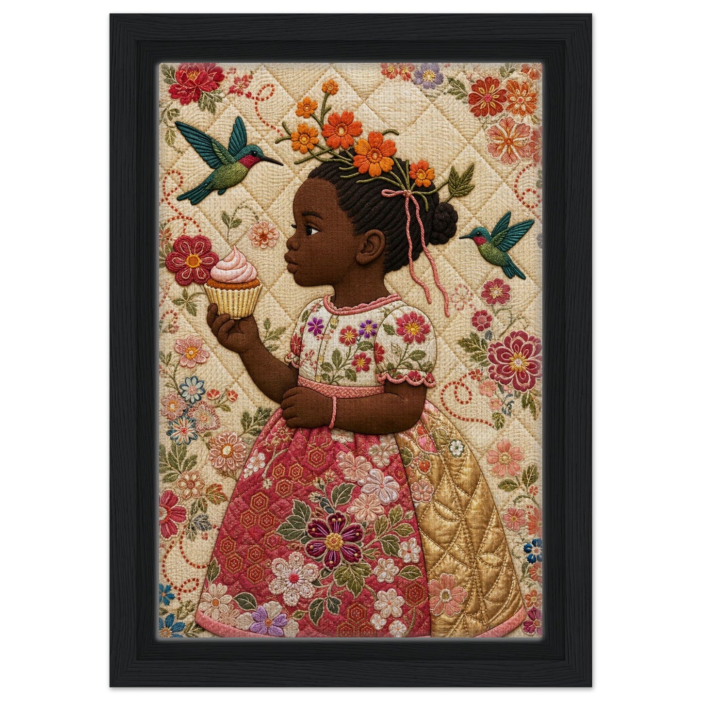 Little Bloom Quilted-Style Museum-Quality Matte Paper Poster
