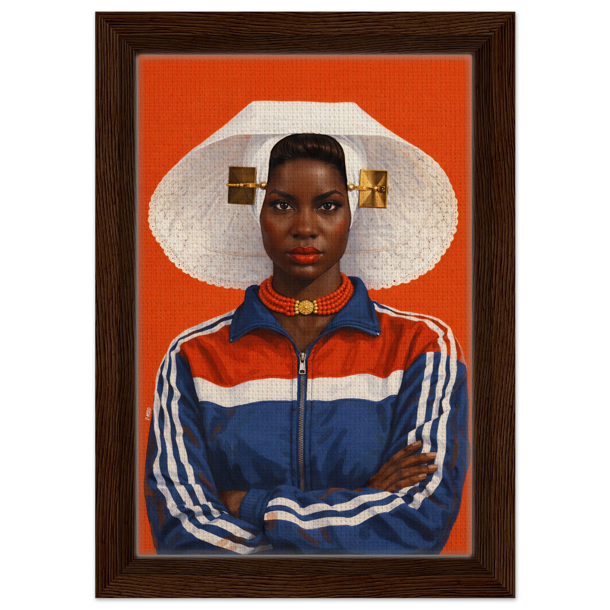 Zeeland Bonnet Portrait Framed Canvas Contemporary-Realist