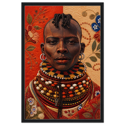 Heritage Black Woman Framed Canvas Quilt-Inspired - Bisa Butler Style