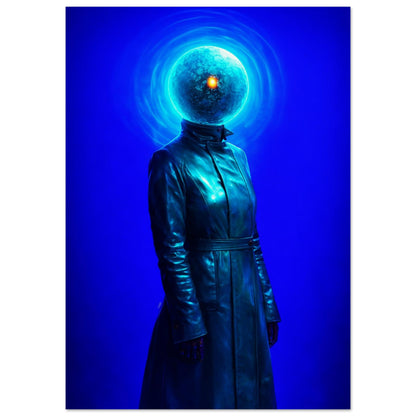 Surreal Celestial Portrait Matte Paper Poster Neon-Cyberpunk
