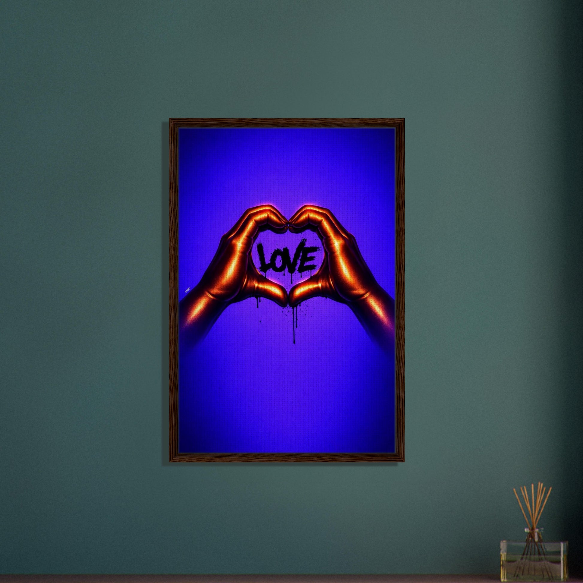 Black Love Hands Neon-Graffiti Pop-Art Framed Canvas