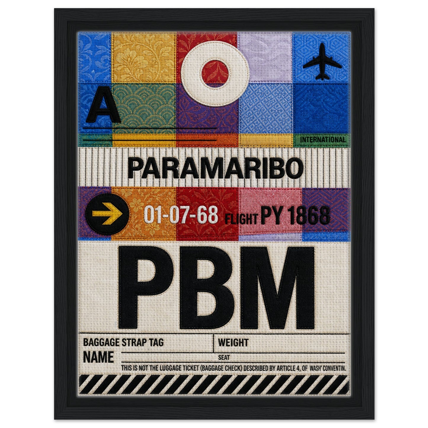 Paramaribo PBM Framed Canvas Quilted-Style Vintage-Travel