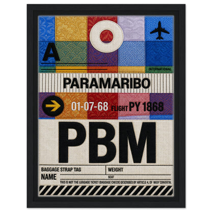 Paramaribo PBM Framed Canvas Quilted-Style Vintage-Travel