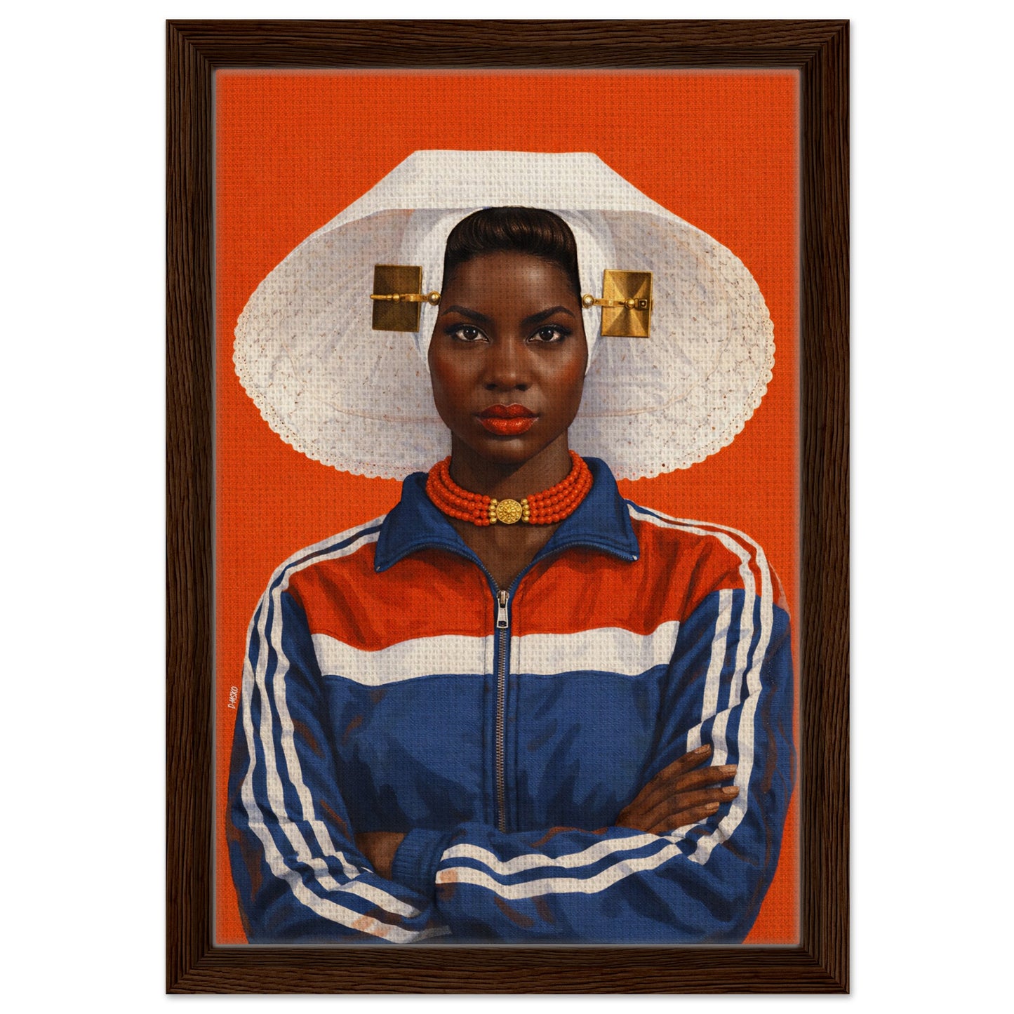 Zeeland Bonnet Portrait Framed Canvas Contemporary-Realist