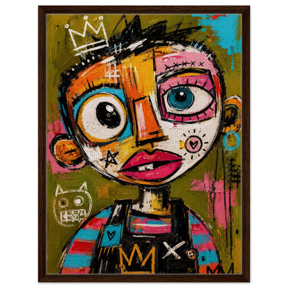 Crowned Rebel Child Framed Canvas Afrocentric Graffiti-Inspired