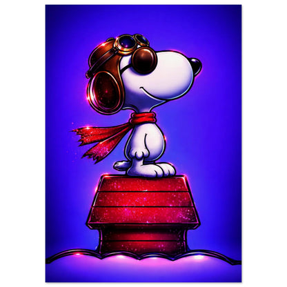 Aviator Dog Pop-Art Matte Paper Poster - Peanuts Flying Ace Style