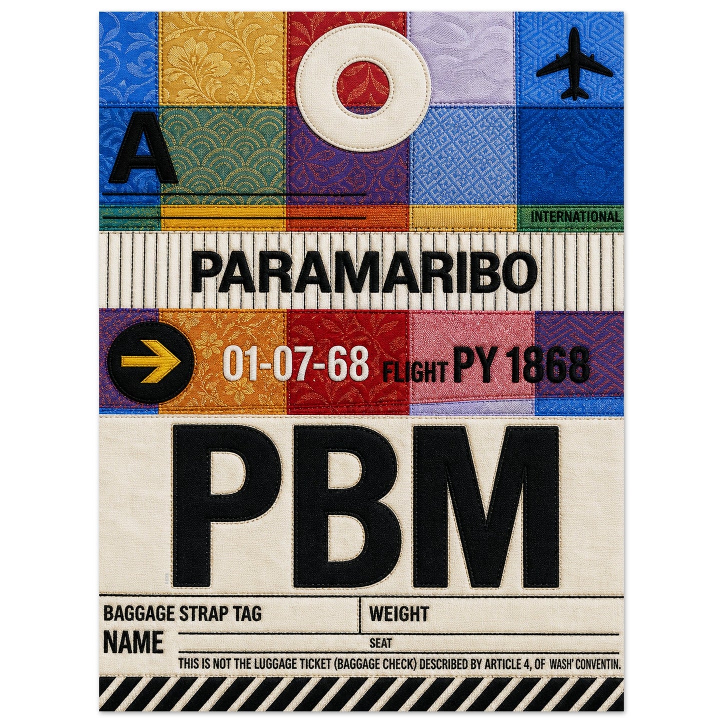 Paramaribo PBM Quilted-Style Luggage-Tag Matte Paper Poster