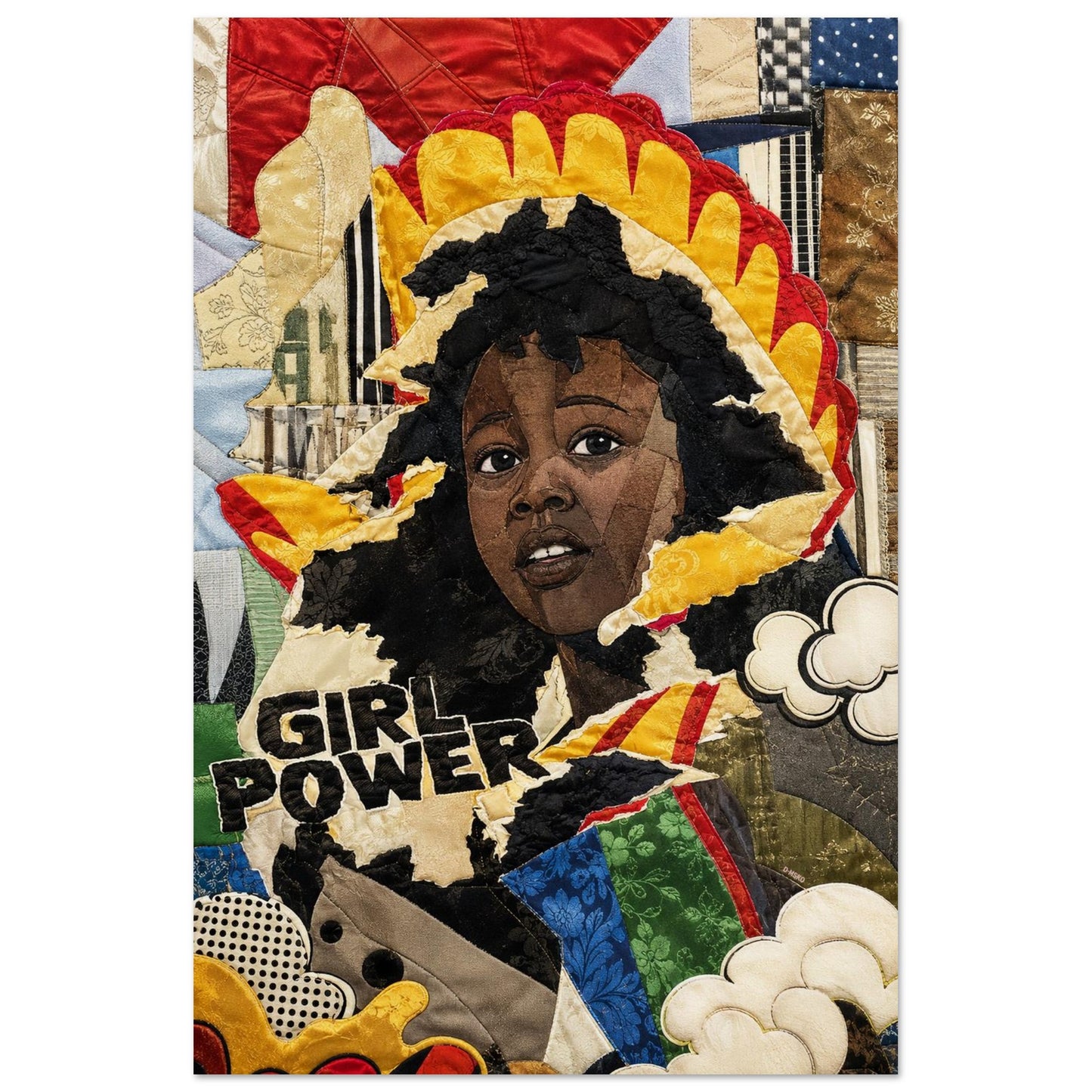 Girl Power Quilted-Style Matte Paper Poster - Bisa Butler Style