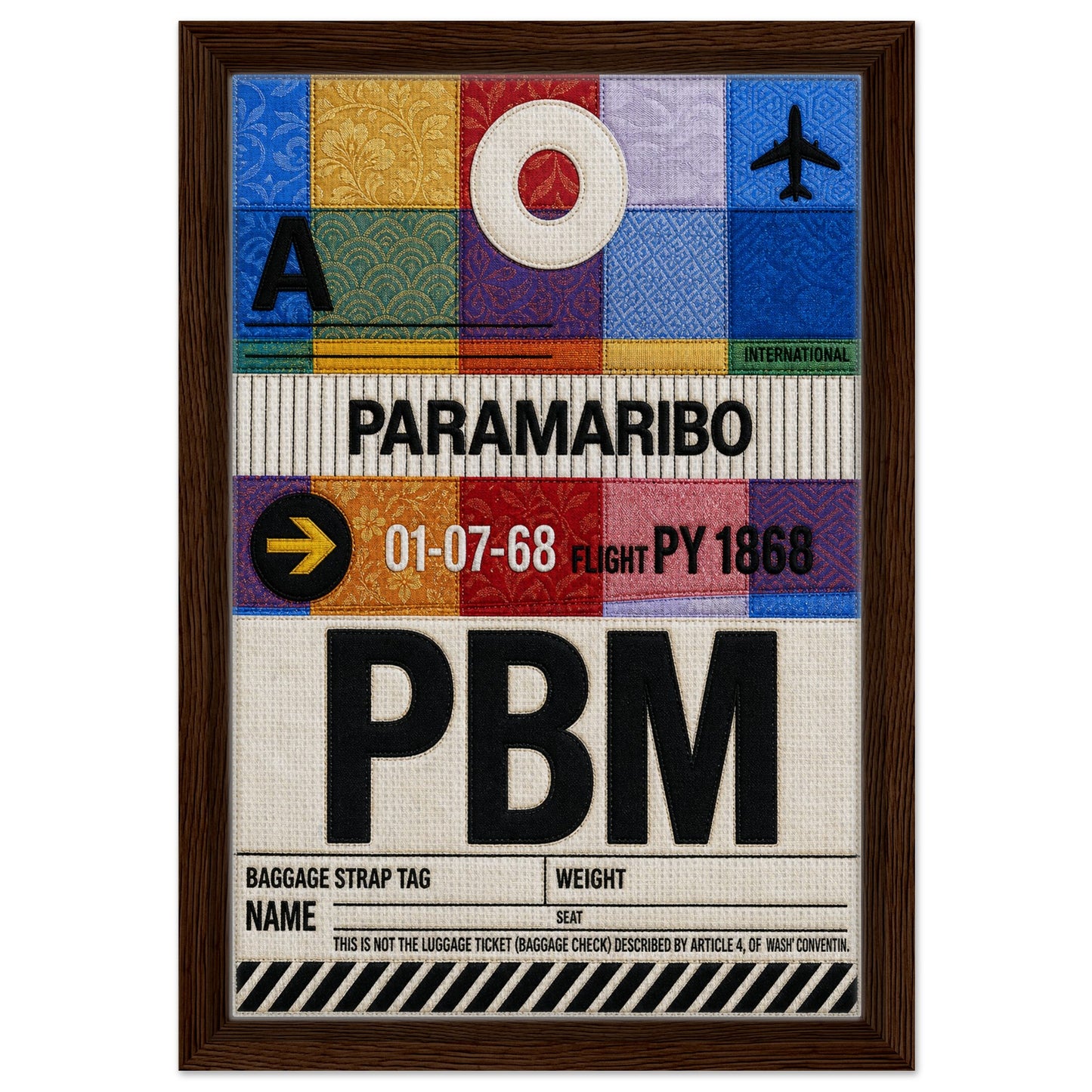 Paramaribo PBM Framed Canvas Quilted-Style Vintage-Travel