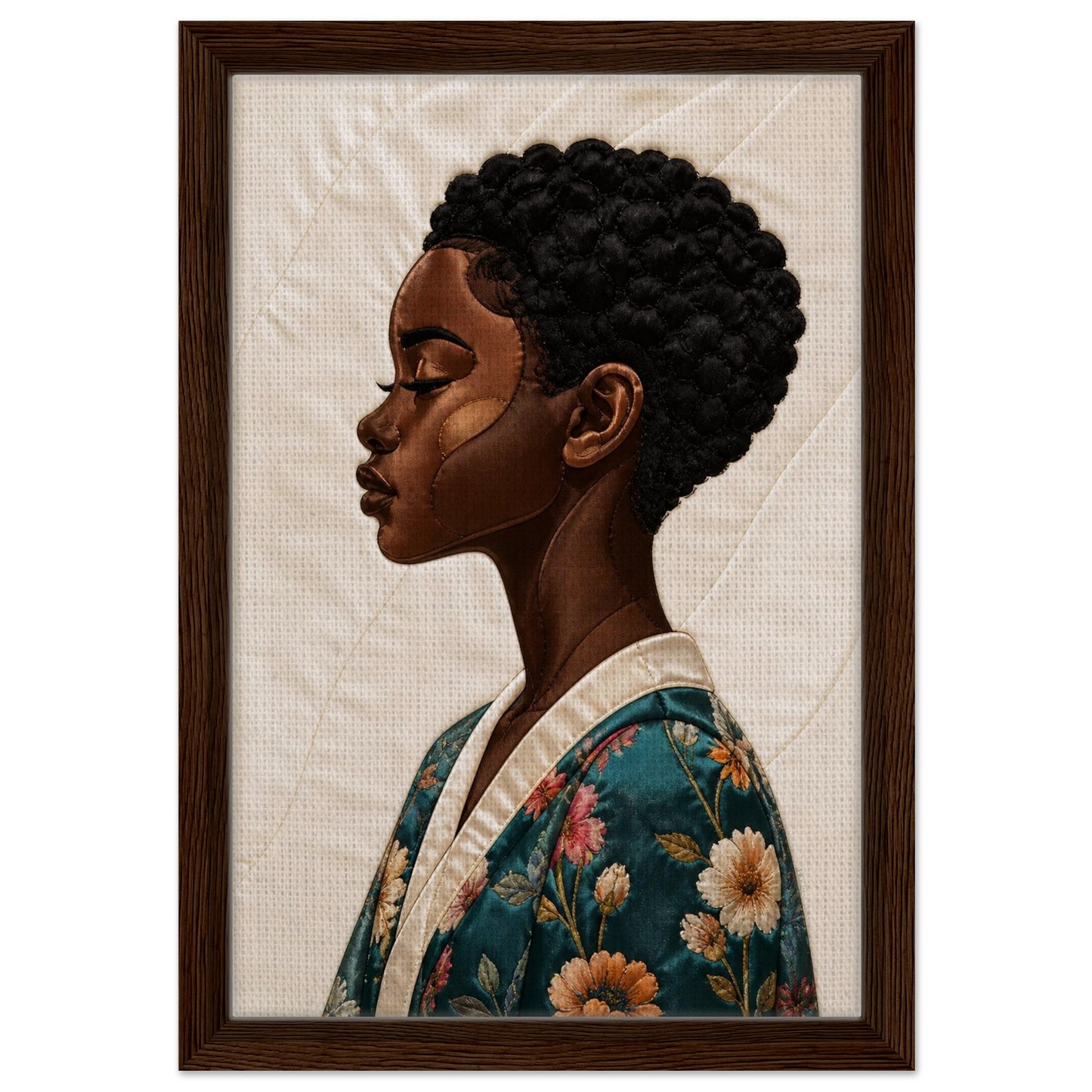 Calm Blossom Quilt-Inspired Matte Paper Poster - Bisa Butler Style
