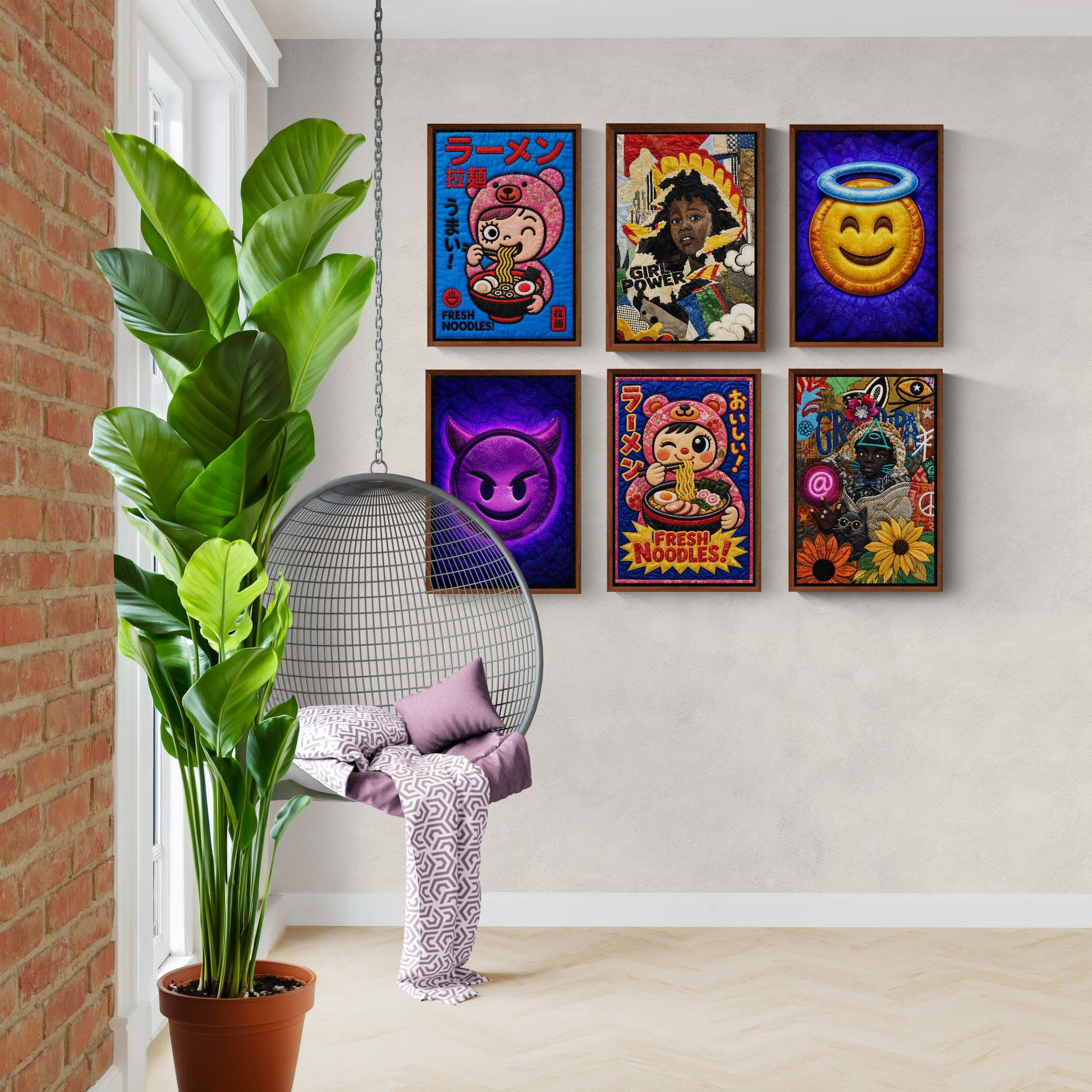 Framed Canvas Quilt-Inspired Pop-Art - Bisa Butler Style