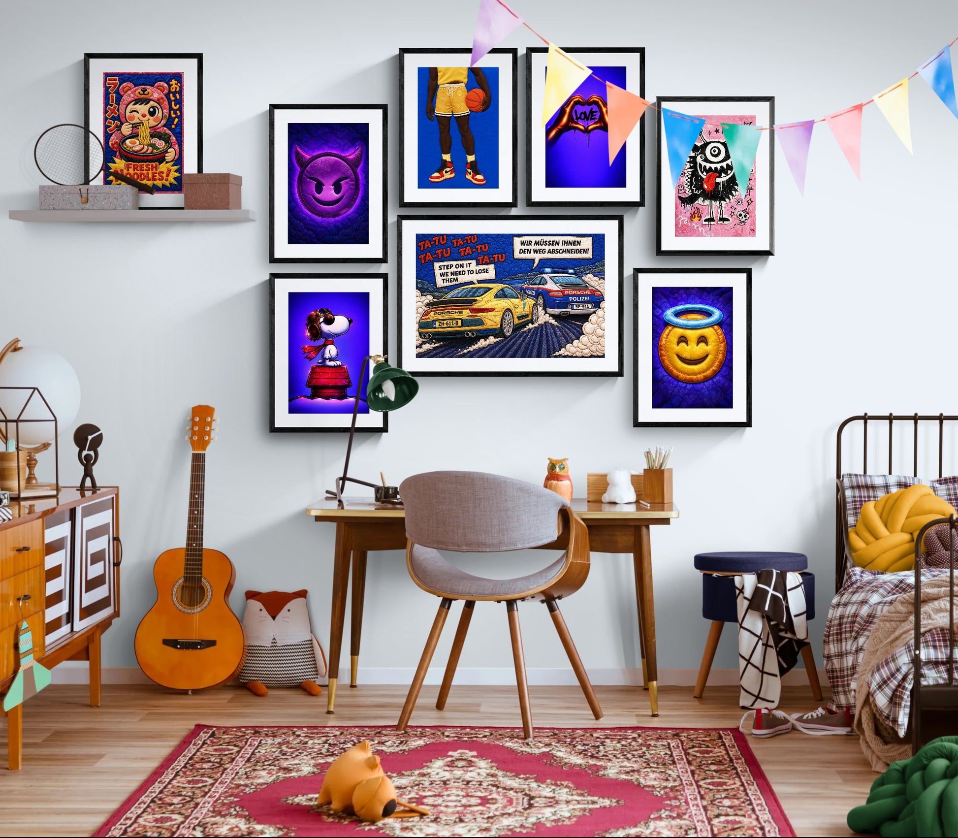 Aviator Dog Pop-Art Matte Paper Poster - Peanuts Flying Ace Style