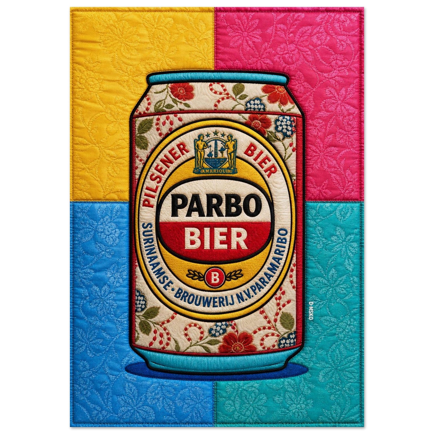Paramaribo Pilsner Matte Paper Poster Quilt-Inspired - Pop Art Style